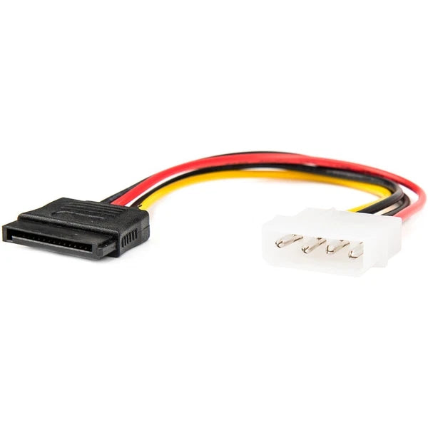 Y10C214-B1 - Rocstor 6in 4 Pin Molex to Left Angle SATA Power Cable Adapter