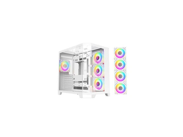 ARGB-N8-W - DIYPC White Dual USB3.0 1 xType C Tempered Glass ATX Gaming Computer
