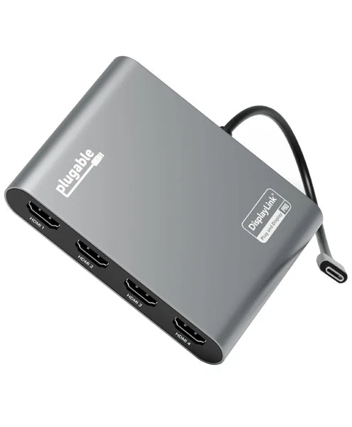 USBC-7400H4 - Plugable USB C to Quad HDMI 4K Adapter