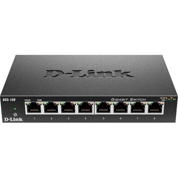 DGS108 - D-Link DGS-108 8 Port Gigabit Unmanaged Metal Desktop Switch