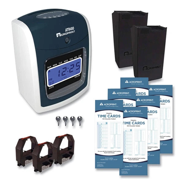 01-0285-200 - Acroprint ATR480 Time Clock and Accessories Bundle/Charcoal