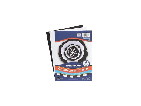 P6676 - Tru-Ray 9" x 12" Construction Paper Black/White 144 Sheet