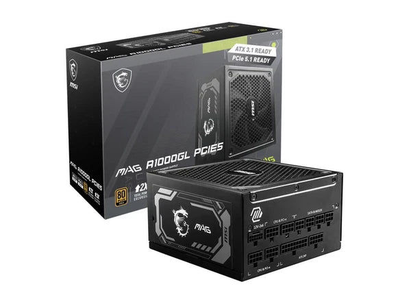 A1000GL - MSI MAG PCIE 5 80 GOLD Fully Modular Gaming PSU 12V-2×6 Cable