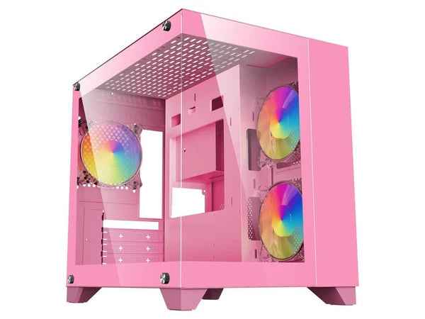 ARGB-Q1.V2-P - DIYPC Pink USB3.0 Tempered Glass Micro ATX Gaming Computer Case