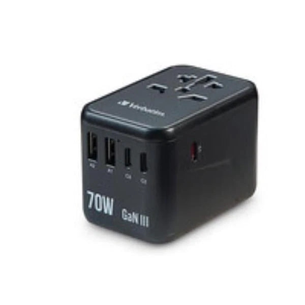 32124 - Verbatim UTA-09 Gan III Universal Travel Adapter 70W USB-C USB-A