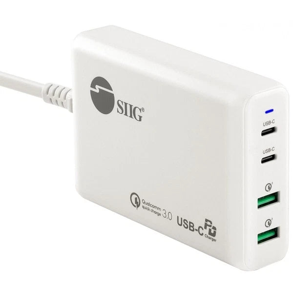ACPW1P11S1 - SIIG 100W Dual USB-C PD 3.0 PPS & QC 3.0 Combo Power Charger