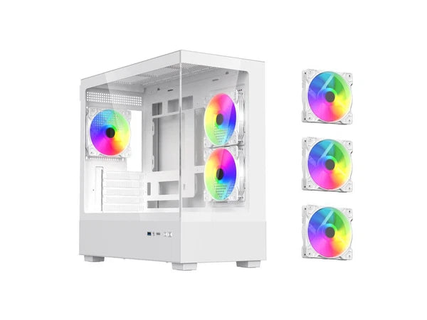ARGB-N1-W - DIYPC White USB3.0 Type C Micro ATX Gaming Computer Case