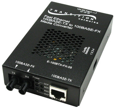 Transition Networks E-100BTX-FX-05SMHTNA network media converter 100 Mbit/s Single-mode Black