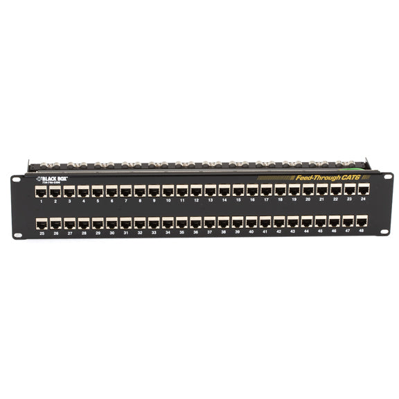 CAT6 PATCH PANEL - FEED-THROUGH, 2U, SHIELDED, 48-PORT, GSA, TAA