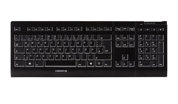 JD-0410ES-2 - CHERRY MODEL NAME B.UNLIMITED 3.0, AES ENCRYPTED WIRELESS, 105+4 KEYS, BLACK, MOUSE INC