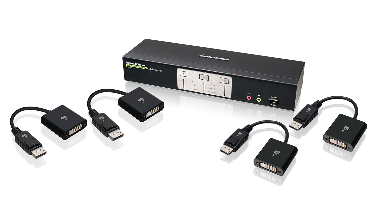 GCS1642DPKIT - iogear 2-PORT DUAL-LINK DUAL VIEW DVI AND DISPLAYPORT KVMP KIT (TAA COMPLIANT)