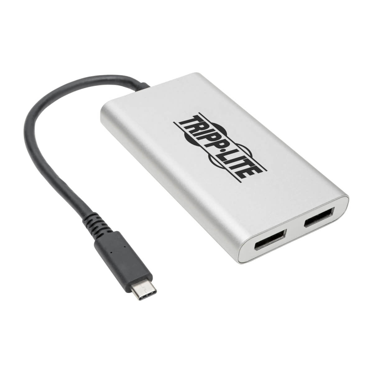 THUNDERBOLT 3 TO DUAL DISPLAYPORT ADAPTER - 4K 5K 60 HZ, M 2XF, 4:4:4, SILVER