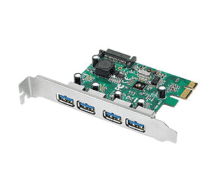 JU-P40412-S1 - Siig 4-PORT USB 3.0 PCIE 4 X 9-PIN TYPE A FEMALE USB 3.0 USB EXTERNAL 1 X 15-PIN SATA POWER INTERNAL RETAIL