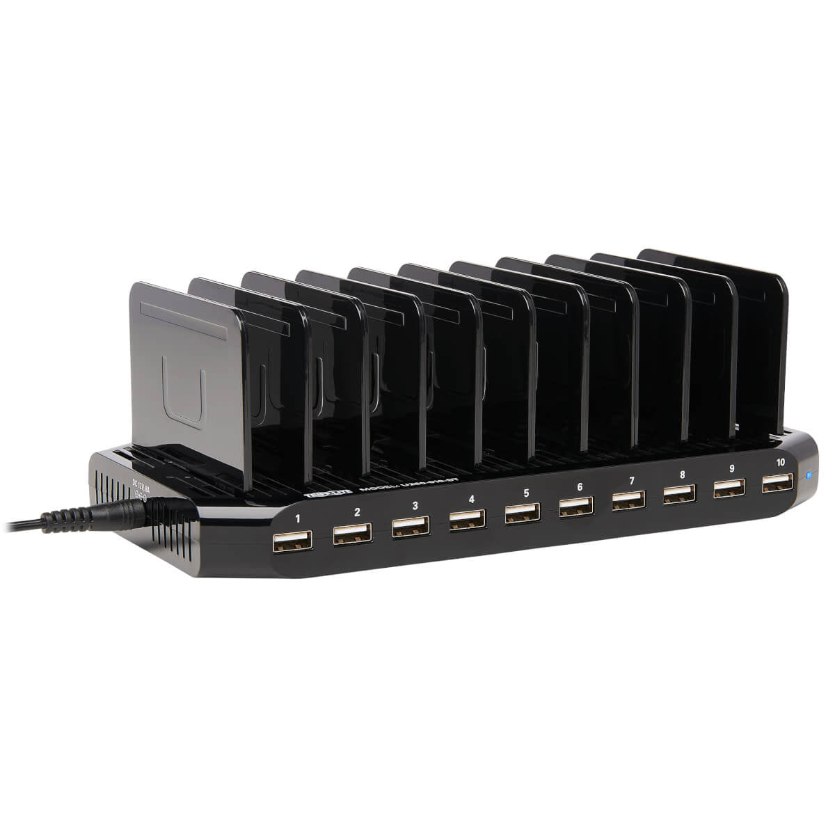 10-PORT USB CHARGING STATION WITH ADJUSTABLE STORAGE - 12V 8A / 96W USB CHARGER