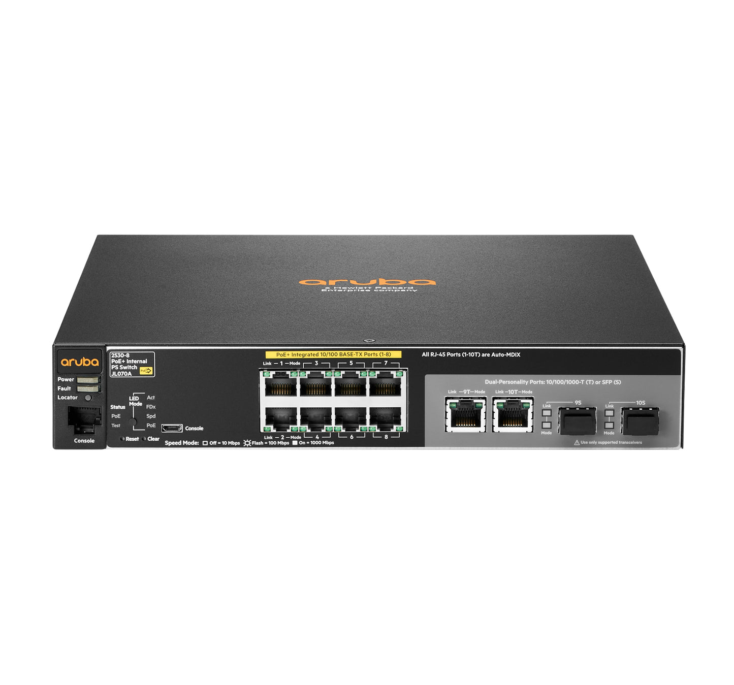 Hewlett Packard Enterprise Aruba 2530 8 PoE+ Internal PS Managed L2 Fast Ethernet (10/100) Power over Ethernet (PoE) 1U Gray