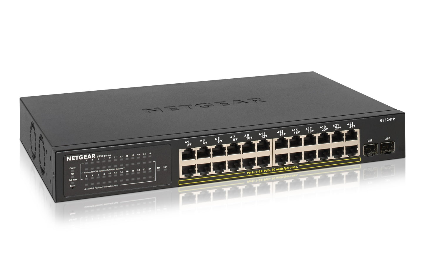 S350 SERIES 24-PORT GIGABIT POE+ ETHERNET SMART MANAGED PRO SWITCH WITH 2 SFP PO