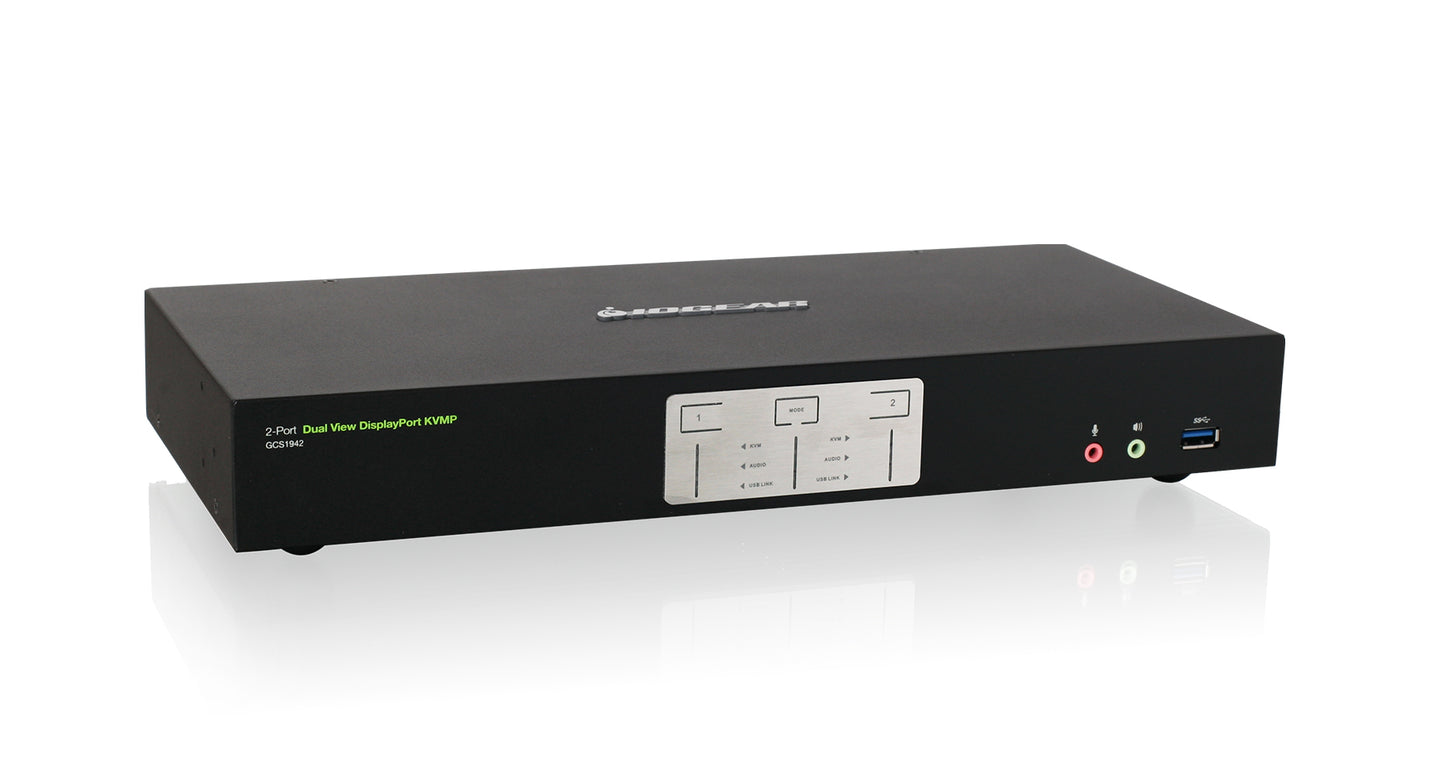 GCS1942NC - iogear 2-PORT 4K DUAL VIEW DP KVM (KVM ONLY )