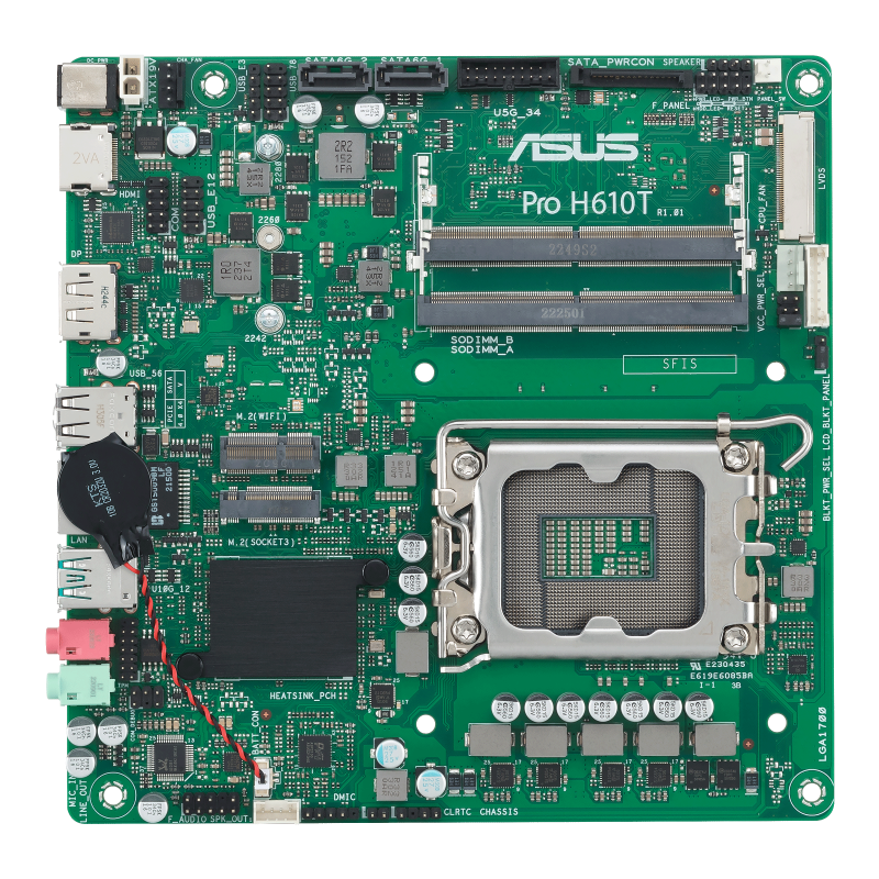 H610T - Asus PRO D4 LGA1700 DDR4 Thin Mini-ITX Business Motherboard