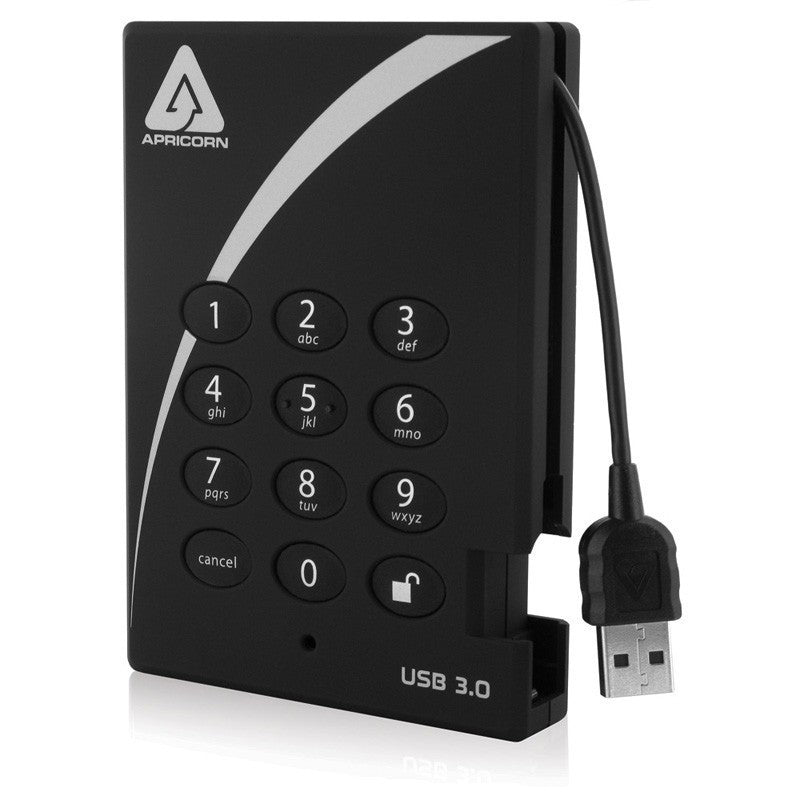 A25-3PL256-500 - Apricorn AEGIS PADLOCK 500GB 5400RPM USB 3.0 8MB CACHE ENCRYPTED 2.5-INCH EXTERNAL HARD DRIVE