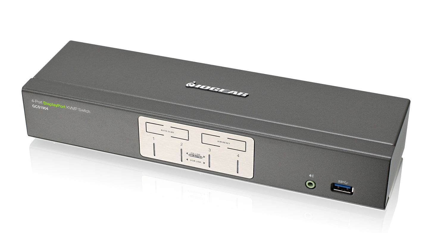 GCS1904 - iogear S 4-PORT DISPLAYPORT KVMP SWITCH FEATURES THE MOST AFFORDABLE COMBINATION