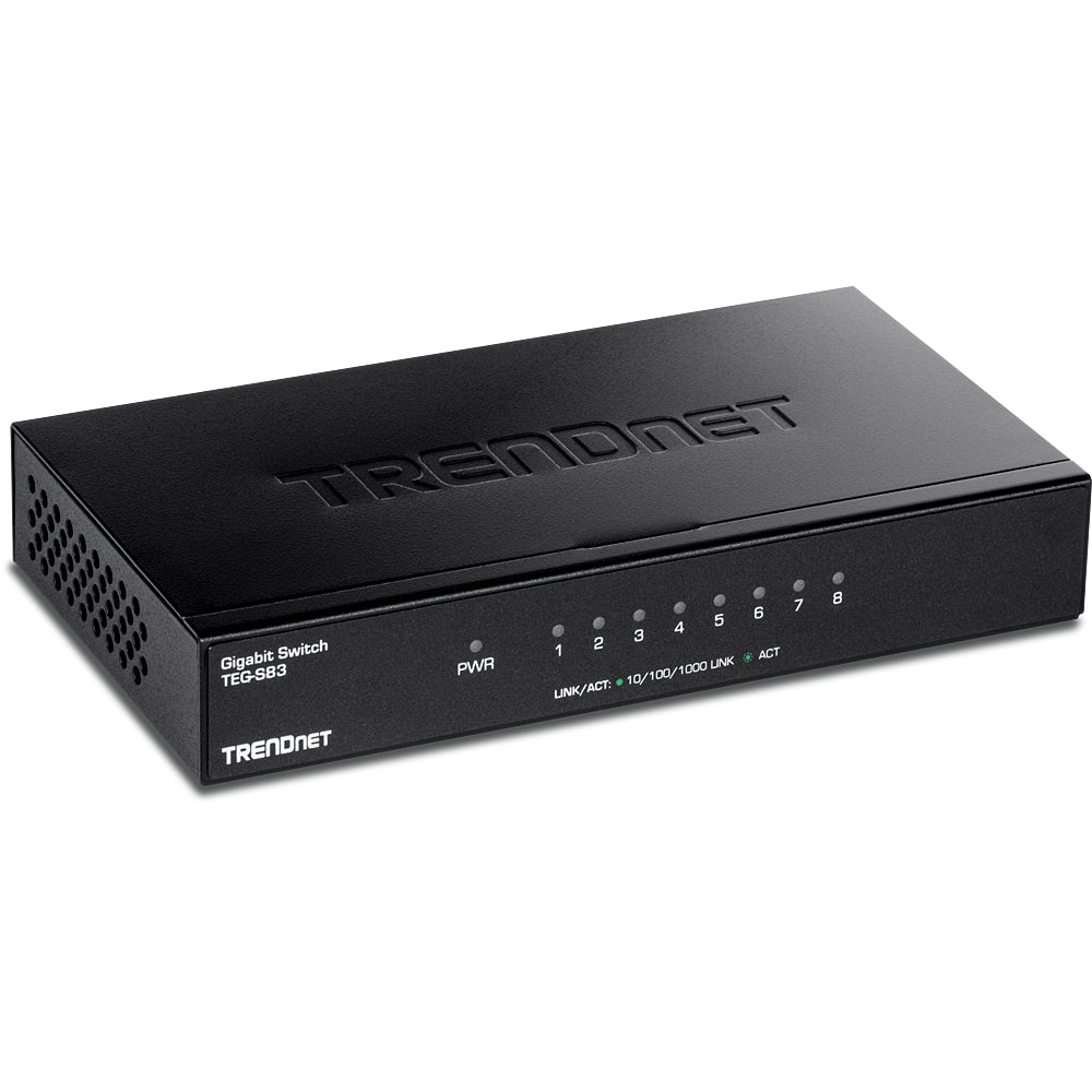 THE 8-PORT GIGABIT DESKTOP SWITCH, MODEL TEG-S83, PROVIDES HIGH-BANDWIDTH PERFOR