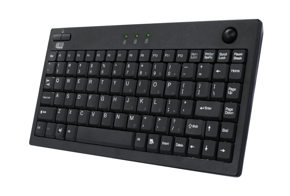 AKB-310UB - Adesso MINIUSB KEYBOARD W/OPTICAL TRACKBALL (BL