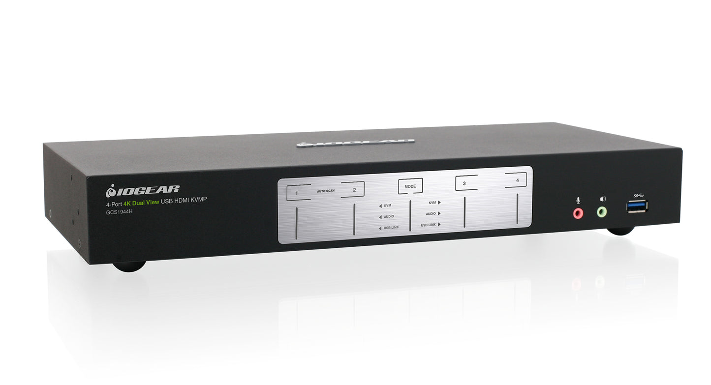 GCS1944H - iogear 4-PORT 4K DUAL VIEW KVMP WITH HDMI -TAA