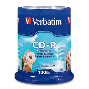 94712 - Verbatim CD-R - 700 MB - 52X (MAX) - 5.25INCH - WHITE - SPINDLE - STORAGE MEDI