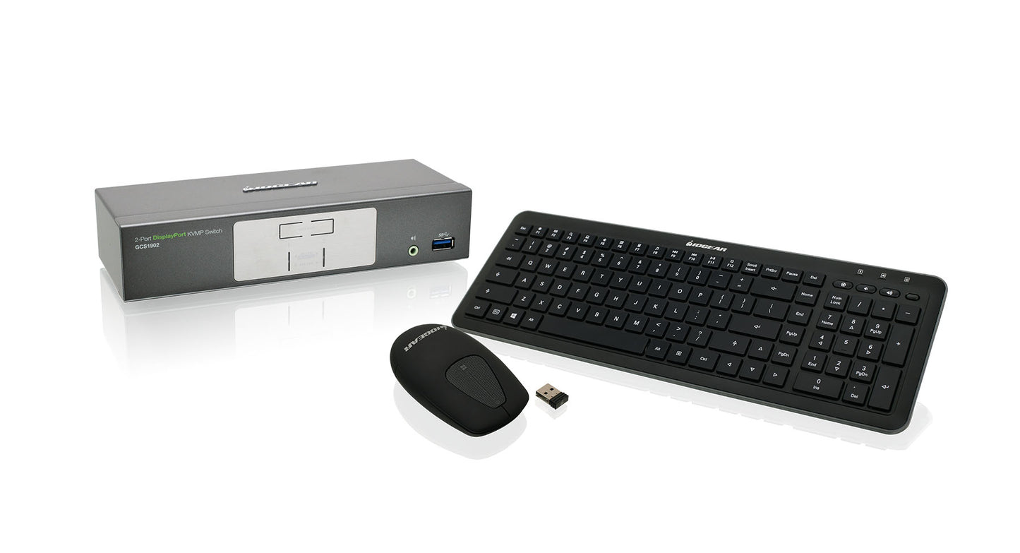 GCS1902-KM - iogear 2-PORT 4K UHD DISPLAYPORT KVMP SWITCH WITH KB/MOUSE