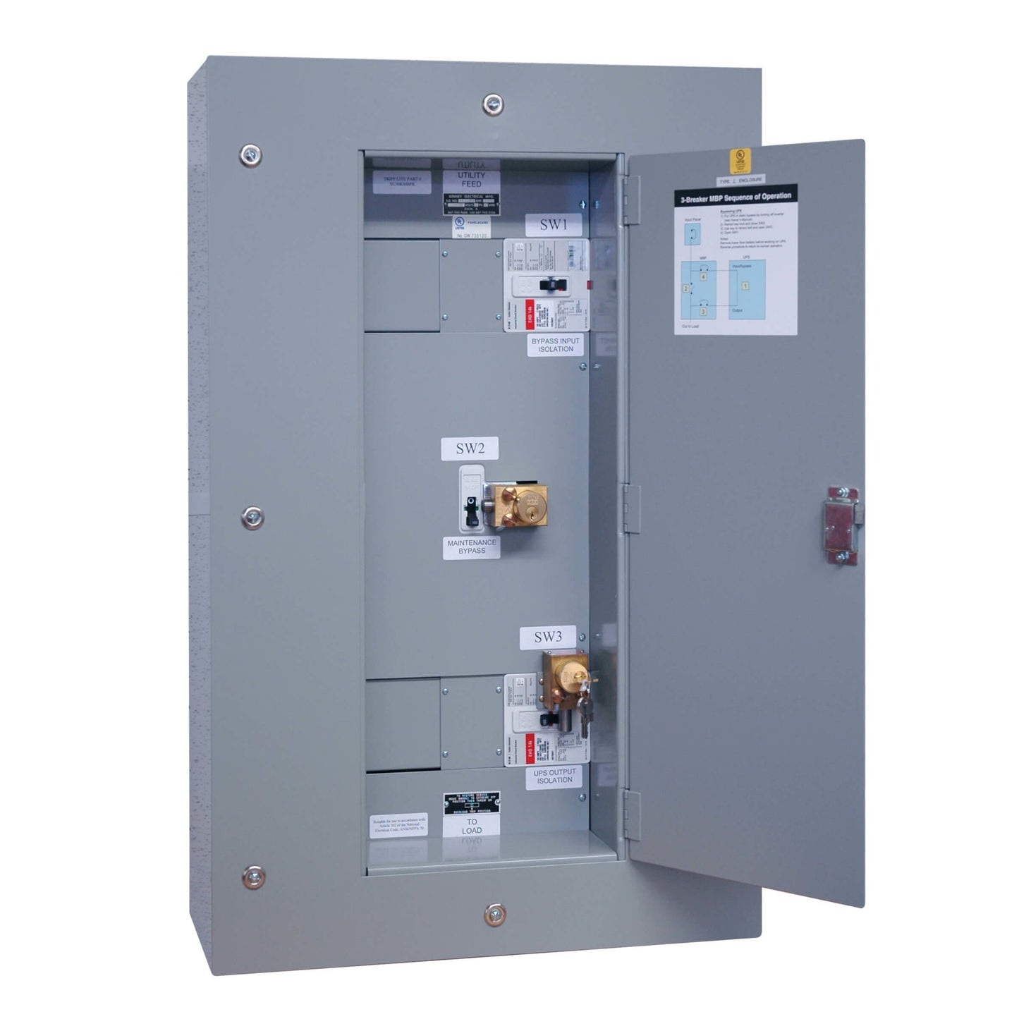 WALL MOUNT KIRK KEY BYPASS PANEL 240V FOR 60KVA 3-PHASE UPS