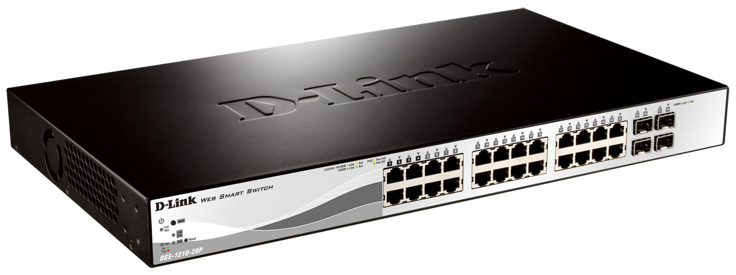 WEBSMART GIGABIT SWITCH. 24-PORT GIGABIT POE SWITCH WITH 4 SFP. LIMITED LIFETIME