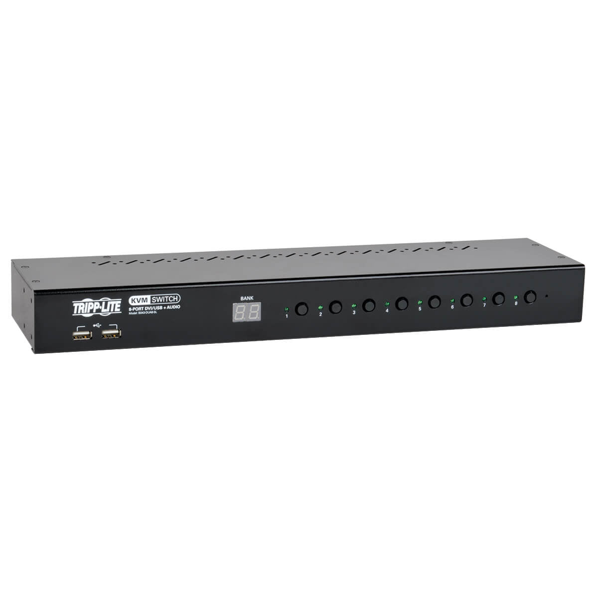 8-PORT RACKMOUNT DVI/USB KVM SWITCH W/ AUDIO & 2-PORT USB HUB 1U