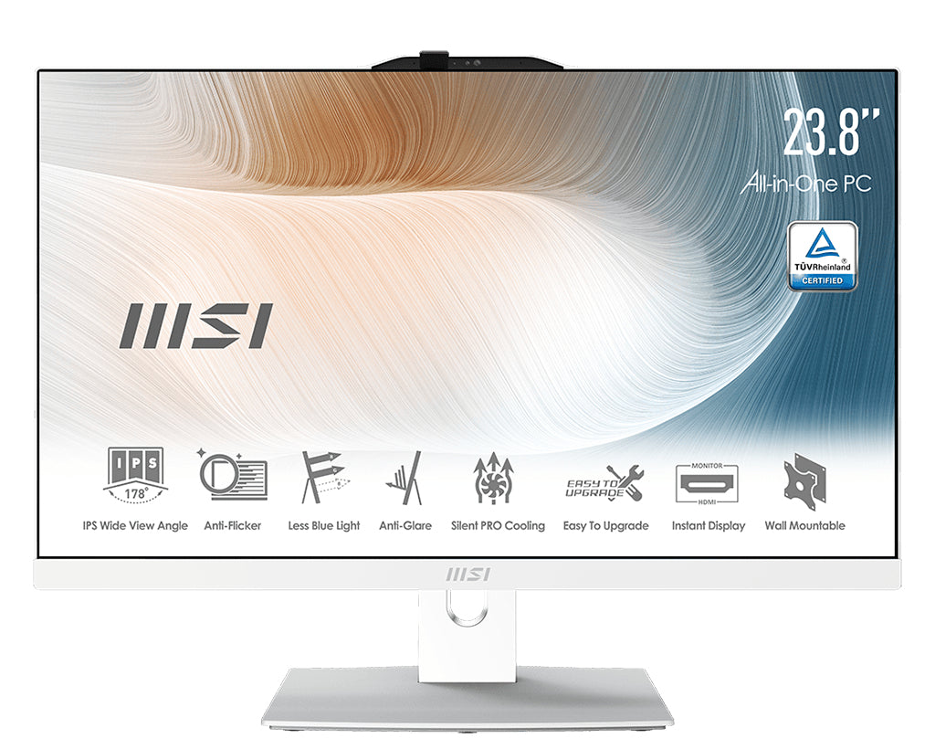MSI Modern AM242TP 11M-875 Intel® Core™ i5 23.8" 1920 x 1080 pixels Touchscreen 8 GB DDR4-SDRAM 256 GB SSD All-in-One PC Windows 11 Home Wi-Fi 6 (802.11ax) White