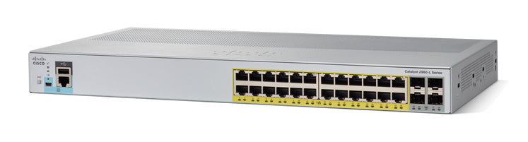 WS-C2960L-SM-24PQ - Cisco CATALYST 2960L SMART MANAGED 24P,GIG,POE+,4X10G SFP+,LANLITE