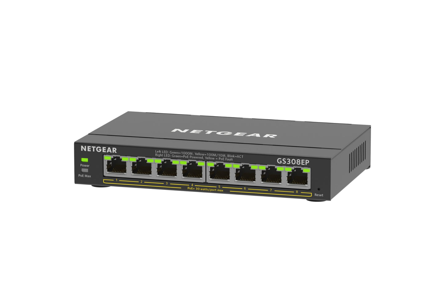 Netgear GS308EP Managed L2/L3 Gigabit Ethernet (10/100/1000) Power over Ethernet (PoE) Black