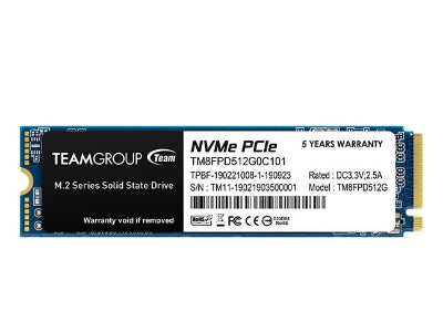 TM8FPD512G0C101 - Team Group MP33 PRO M.2 2280 512GB PCIE 3.0 X4 WITH NVME 1.3 3D NAND INTERNAL SOLID STATE DRIVE