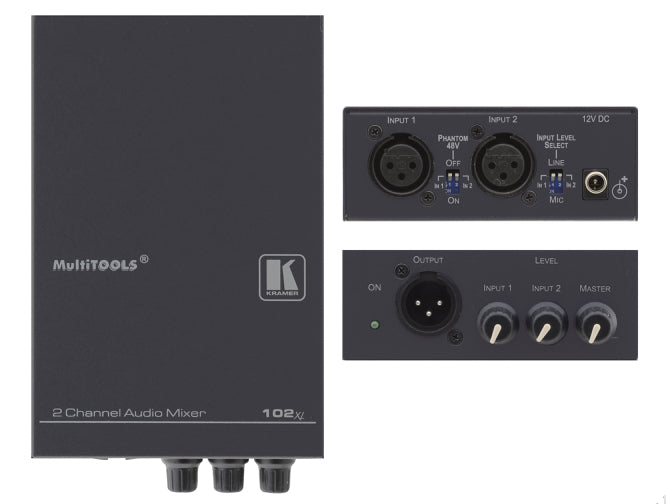 90-70300090 - Kramer Electronics THE 102XL IS A HIGH-PERFORMANCE 2-CHANNEL MONO AUDIO MIXER FOR BALANCED LINE LEV