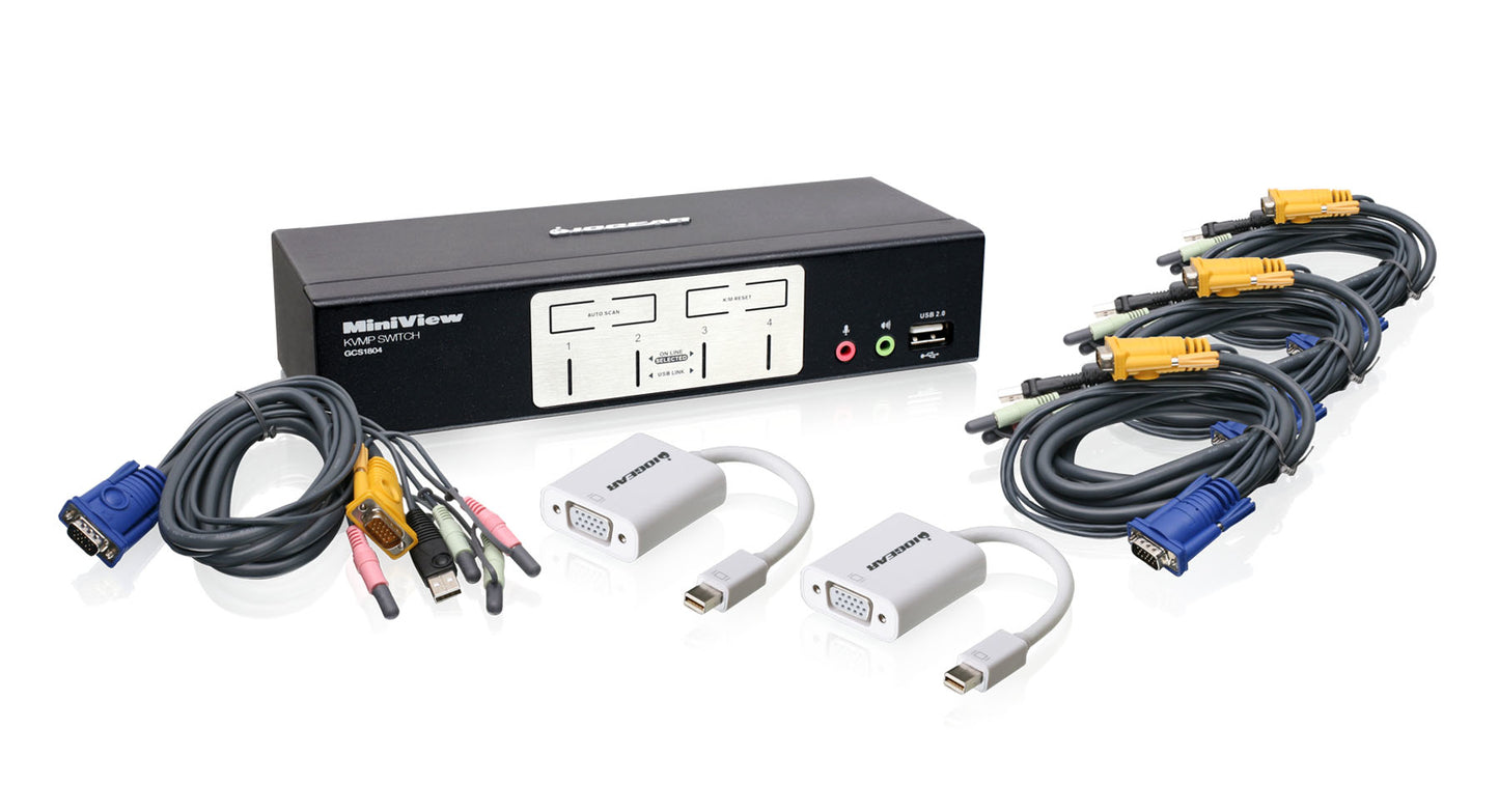 GCS72MDPKIT - iogear 2-PORT CABLE VGA KVM WITH MINI DISPLAYPORT ADAPTERS