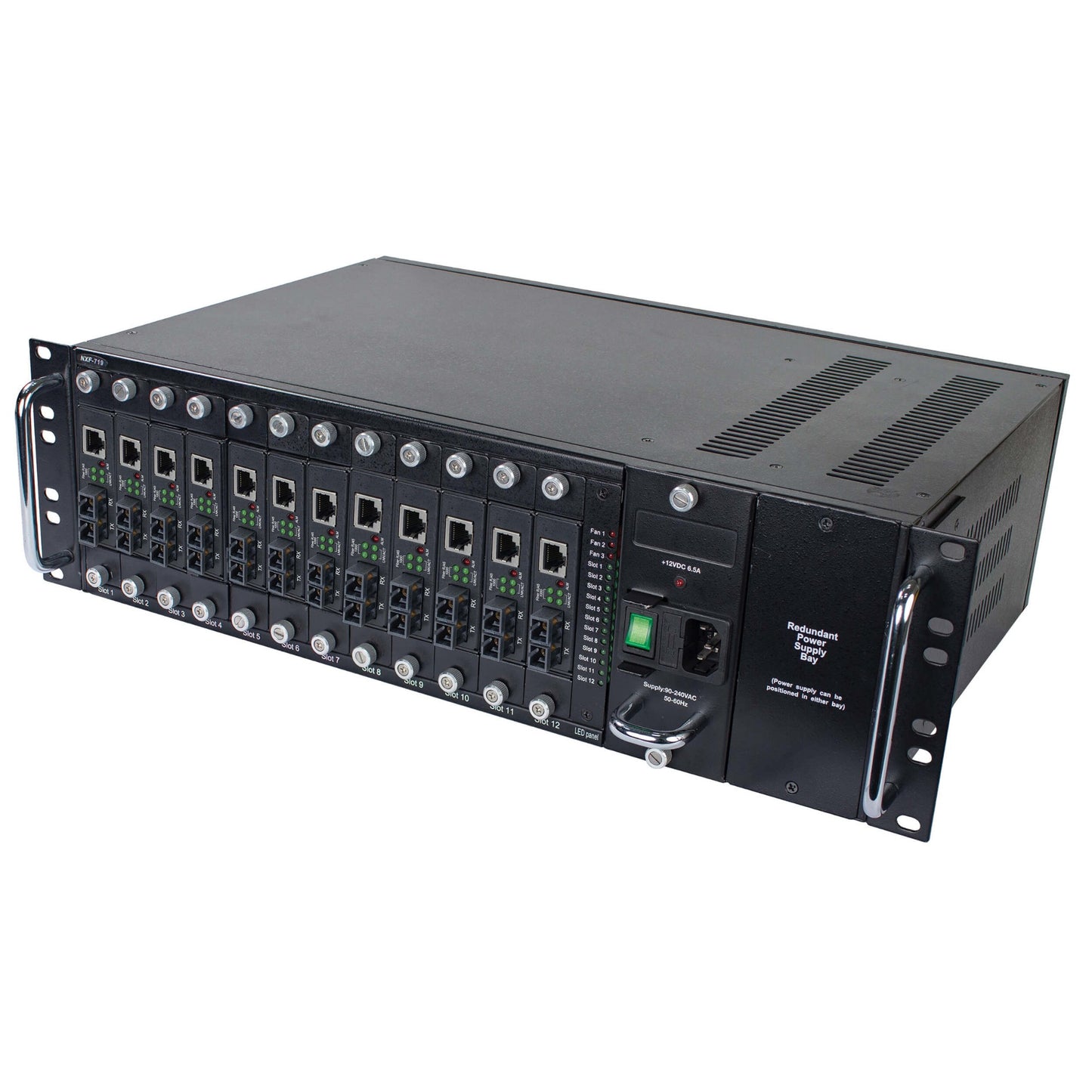 12-SLOT MEDIA CONVERTER CHASSIS FOR SELECT N784-H AND N785-H MODELS, 3U RACK MOU