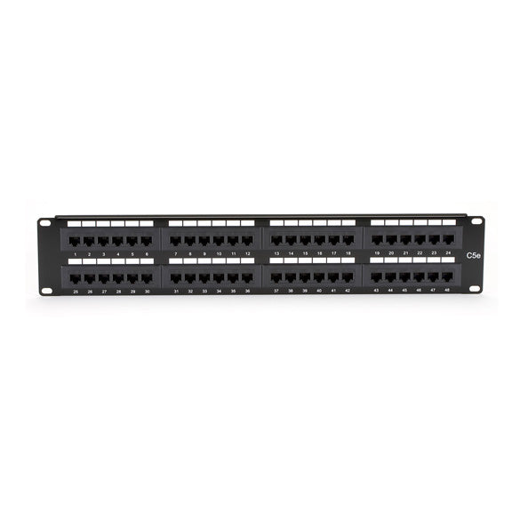 CAT5E PATCH PANEL, PUNCHDOWN - 2U, UNSHIELDED, 48-PORT