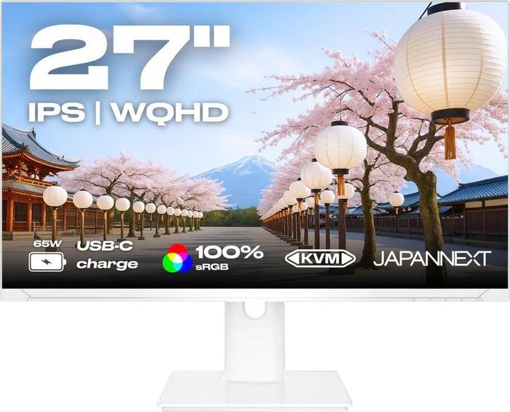 JN-IPS270WQHD75F-C65W-HSP-W - JAPANNEXT 27-Inch WQHD IPS 75Hz USB-C 65W White Monitor