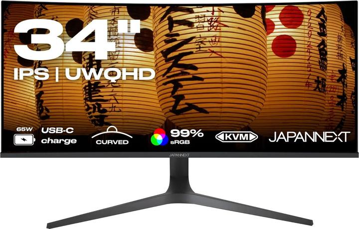 JN-IPS340UWQHD60C-C65W-HS - JAPANNEXT 34-Inch UWQHD IPS 60Hz USB-C 65W Curved Monitor