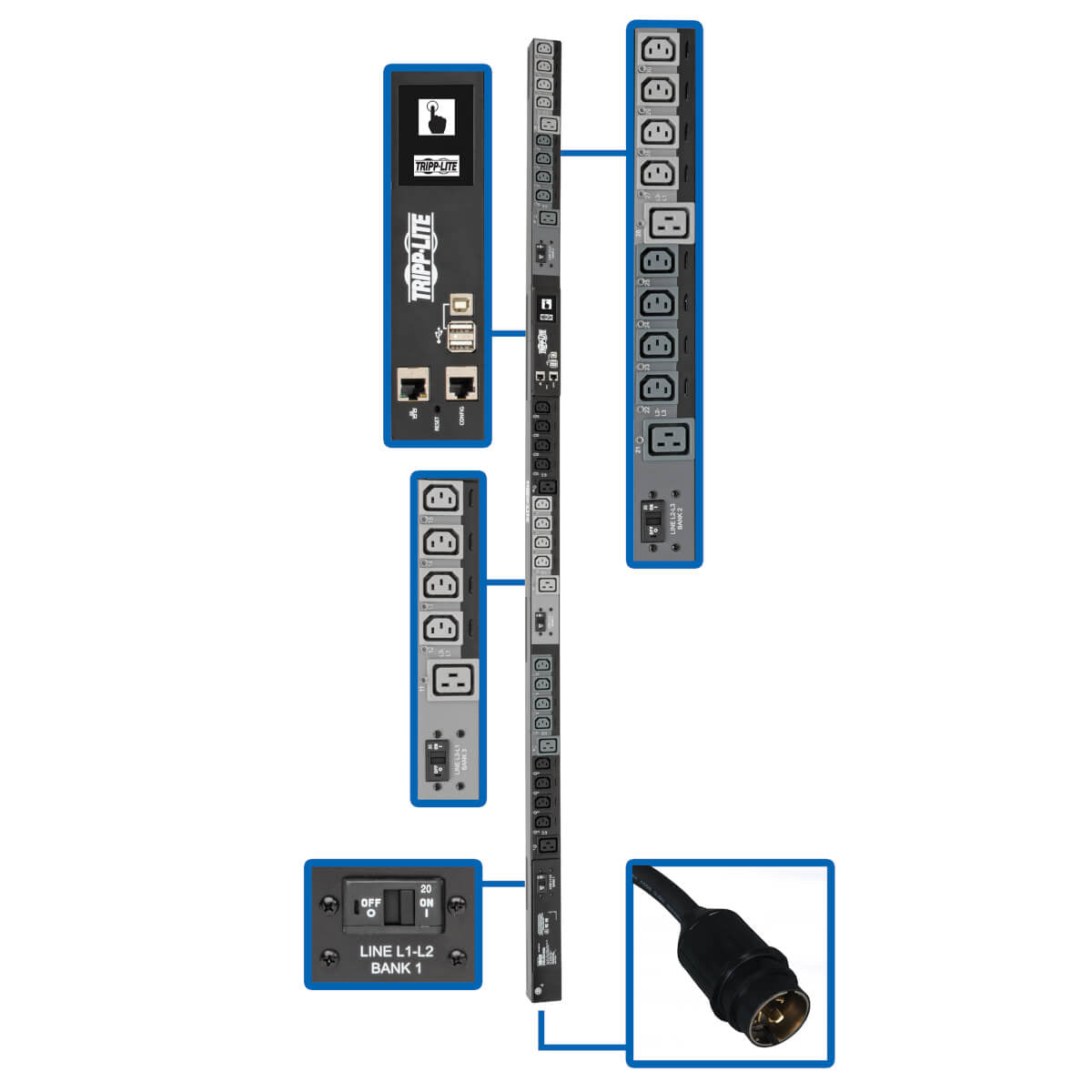 Tripp Lite PDU3EVNR6H50 power distribution unit (PDU) 30 AC outlet(s) 0U Black