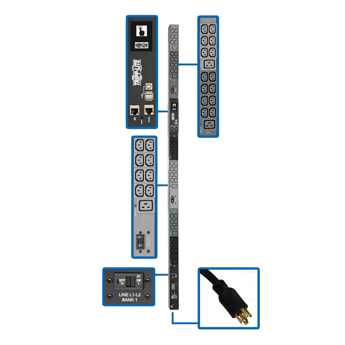 Tripp Lite PDU3EVN6L1530B power distribution unit (PDU) 48 AC outlet(s) 0U Black, Gray