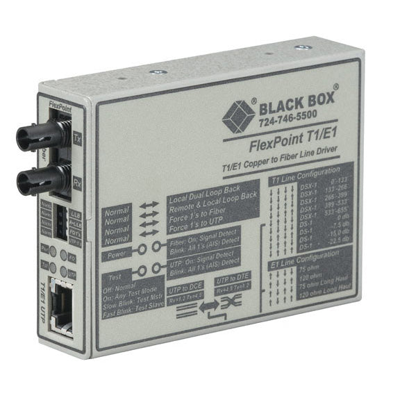 MANAGED T1/E1 MEDIA CONVERTER - T1/E1 COPPER TO MULTIMODE FIBER, 1300NM, 5KM, ST