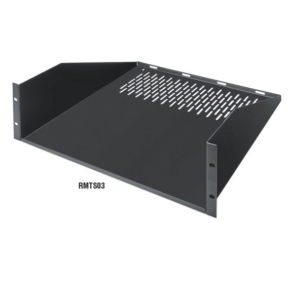 19" IT RACKMOUNT VENTED SHELF - FIXED, 3U, 17.75"D, 2-POINT MOUNTING, 60LBS, GSA