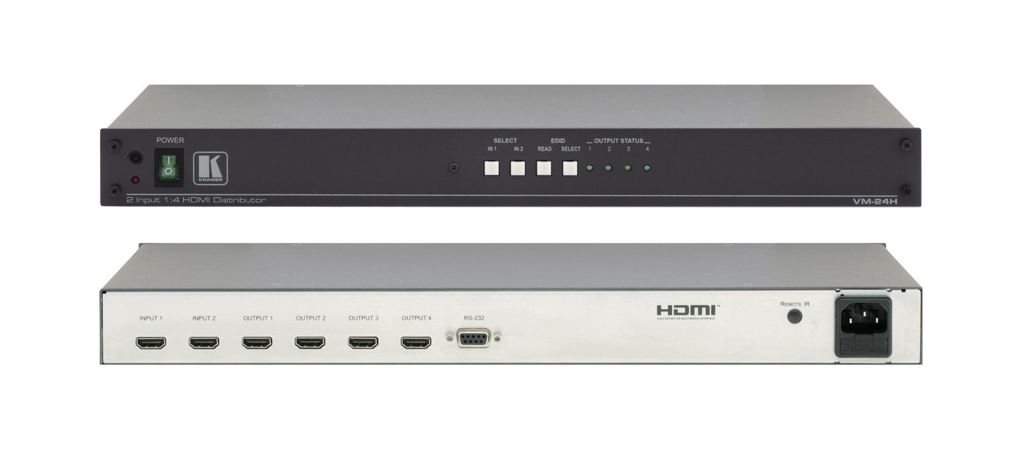 Kramer Electronics THE VM-24H IS A DISTRIBUTION AMPLIFIER FOR HDMI SIGNALS. THE UNIT RECLOCKS AND E