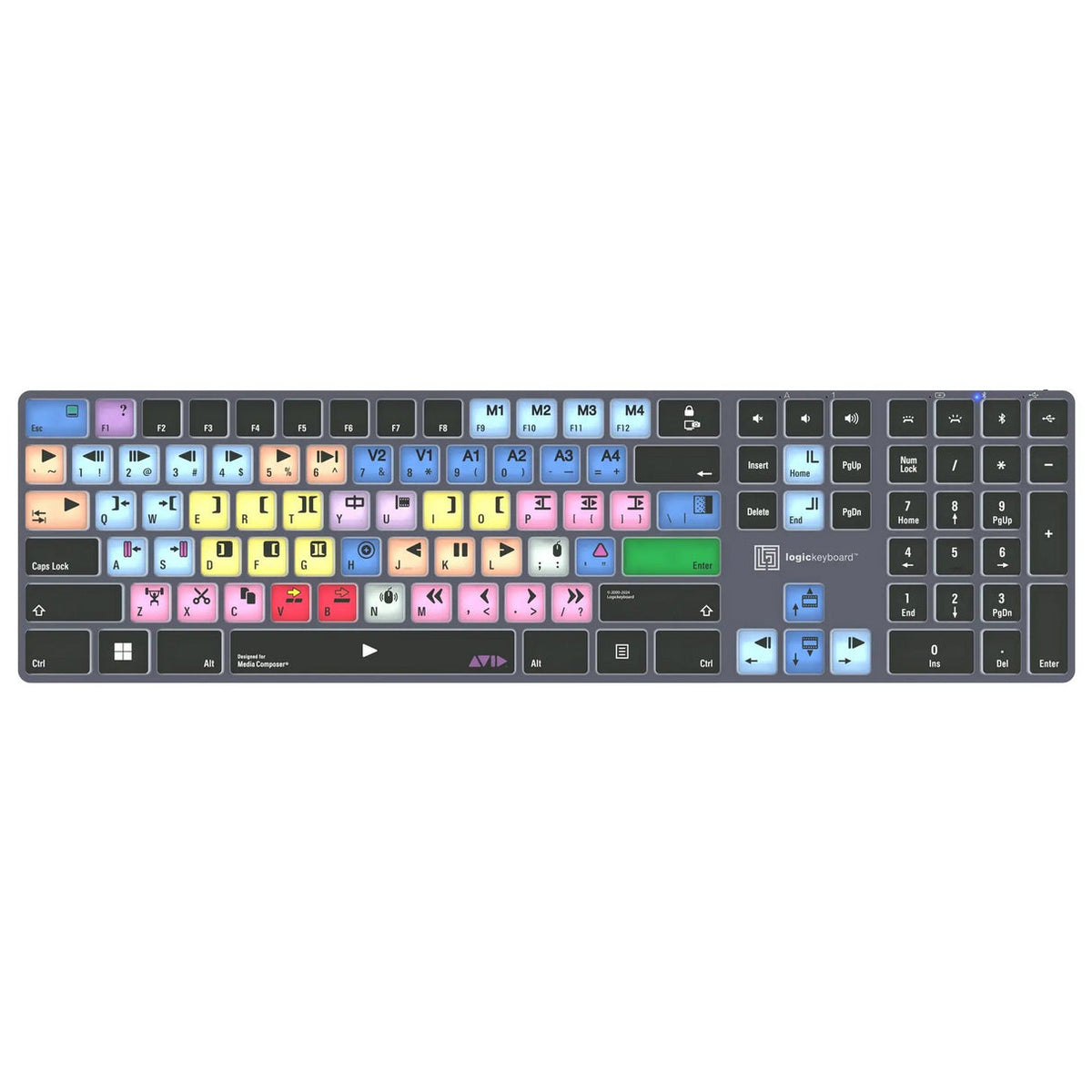 LKB-MCOM4-TPC-FR - LogicKeyboard Avid Media Composer French AZERTY Backlit Bluetooth USB-C TITAN PC Shortcut Keyboard