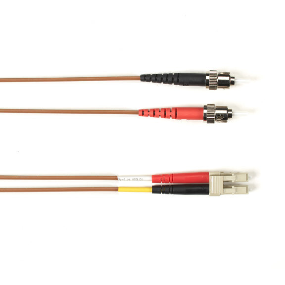 OM1 62.5/125 MULTIMODE FIBER OPTIC PATCH CABLE - LSZH, ST TO LC, BROWN, 8-M (26.