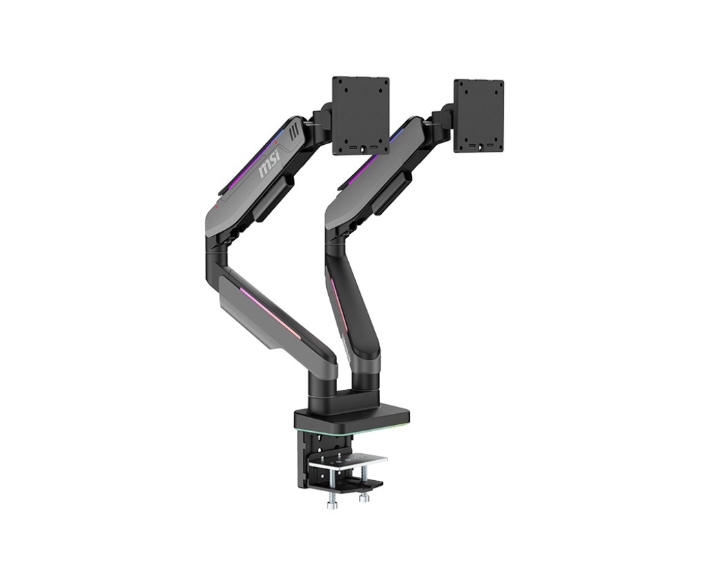 MT201DR - MSI MPG Clamp & Grommet Premium RGB Dual Monitor Stand Arms